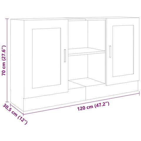 Credenza Bianca 120x30,5x70 cm in Legno Multistrato - Foto 9
