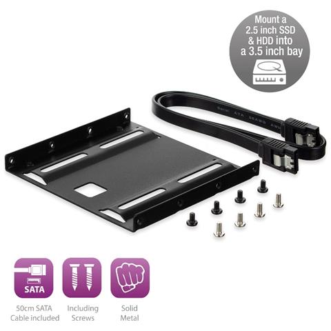 Bracket Hdd / ssd 2.5"" To 3.5"", Incl. Sata Cable, Retail Package 2.5"" To 3.5"" Ssd / hdd Kit+cable (ew7007)  - Foto 2