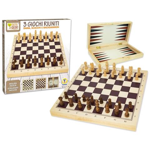 Dama Scacchi 3 In 1 In Legno - Foto 1