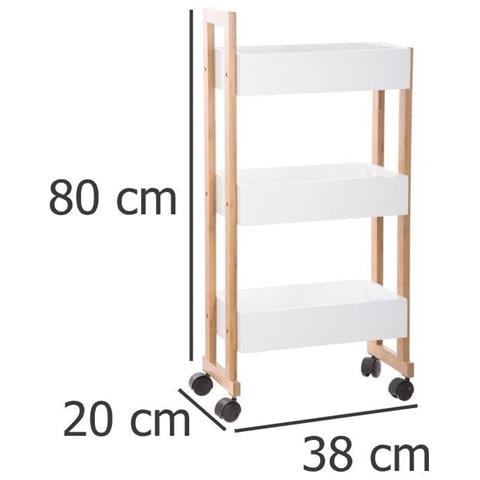 Carrello Bagno Bamboo, Mobile In Bambù - 3 Livelli - Foto 4