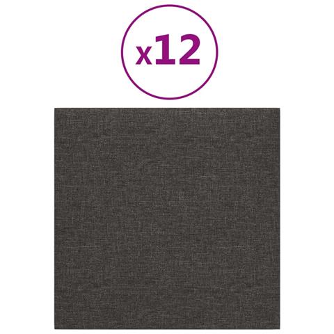 Pannelli Murali 12 Pz Grigio Scuro 30x30 Cm Tessuto 1,08 M - Foto 1