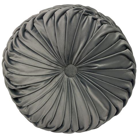 Cuscino Arredo Imbottito In Velluto Rotondo A Pieghe Plissettato Colore Grigio Atelier In Tinta Unita Pieghettato - Foto 1