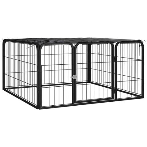 Box Cani A 4 Pannelli Nero 100x50cm Acciaio Verniciato Polvere - Foto 1