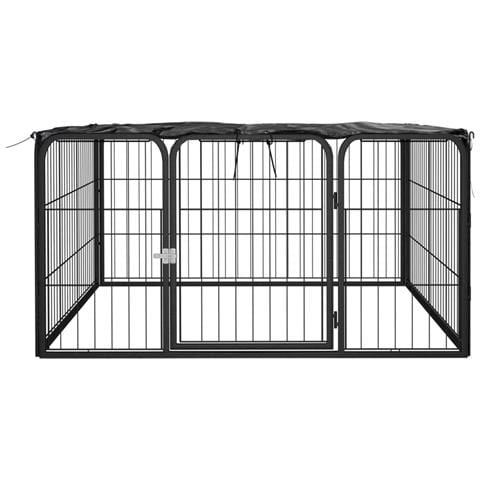 Box Cani A 4 Pannelli Nero 100x50cm Acciaio Verniciato Polvere - Foto 2