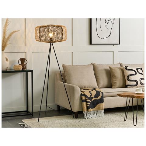 Lampada Da Pavimento Javari Legno Di Bambù Marrone /nero - Foto 1