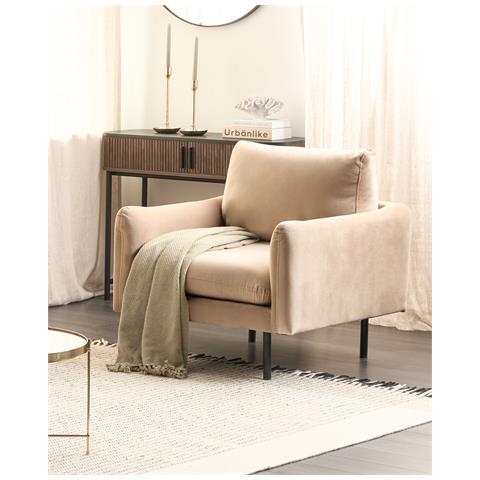 Poltrona Velluto Beige Vinterbro - Foto 1