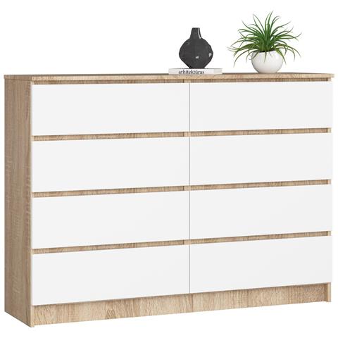 Cassettiera K140, 8 cassetti, 138x40x99 cm, Colore Sonoma Quercia e Bianco - Foto 1
