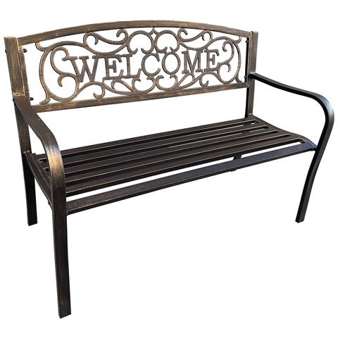 Panchina da Giardino IRYS con Gambe in Acciaio e Schienale in Ghisa, Colore Marrone - Foto 1