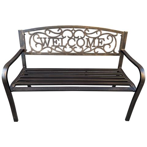 Panchina da Giardino IRYS con Gambe in Acciaio e Schienale in Ghisa, Colore Marrone - Foto 2