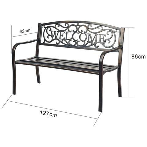 Panchina da Giardino IRYS con Gambe in Acciaio e Schienale in Ghisa, Colore Marrone - Foto 3