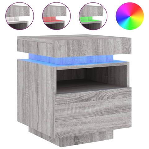 Comodino Con Luci Led Grigio Sonoma 40x39x48,5 Cm - Foto 2
