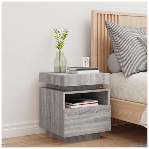 Comodino Con Luci Led Grigio Sonoma 40x39x48,5 Cm - Foto 3
