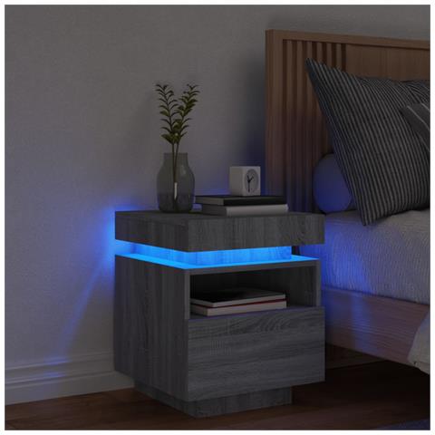 Comodino Con Luci Led Grigio Sonoma 40x39x48,5 Cm - Foto 1