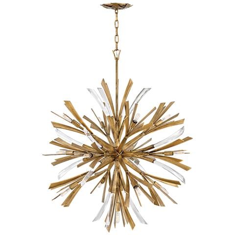 Lampadario Industrial Nordico Vida Acciaio Oro Brunito Grande 13 Luci E14 - Foto 1