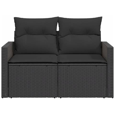 Divano Da Giardino Con Cuscini A 2 Posti Nero In Polyrattan - Foto 2