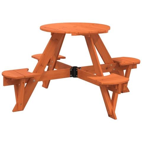 Tavolo Da Picnic Per 4 Bambini Rotondo Con Foro In Legno Abete - Foto 2