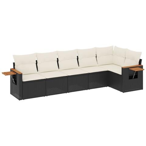 Set Divano Da Giardino 6 Pz Con Cuscini Nero In Polyrattan - Foto 2