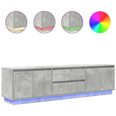 Mobile Porta TV con Luci LED Grigio Cemento 193,5x41x50 cm - Foto 1