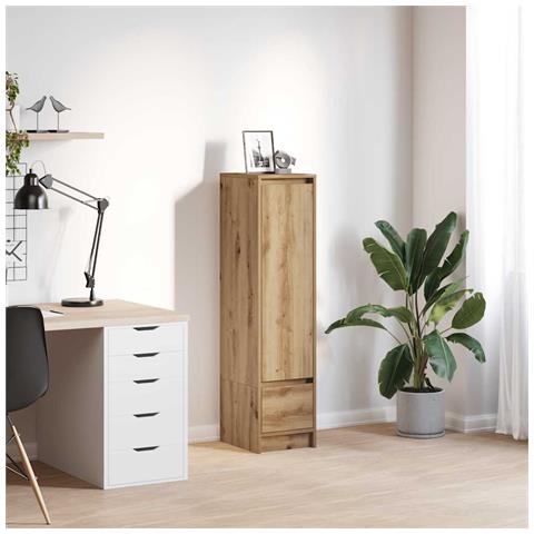 Credenza Alta Rovere Artigianale 29,5x34x119,5 cm in Truciolato - Foto 1