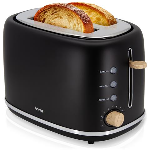 Briebe Ta1166blk Nordic Tostapane A Fessura Larga A 2 Fette, 6 Livelli Di Tostatura, Pinze 870w Nero - Foto 1