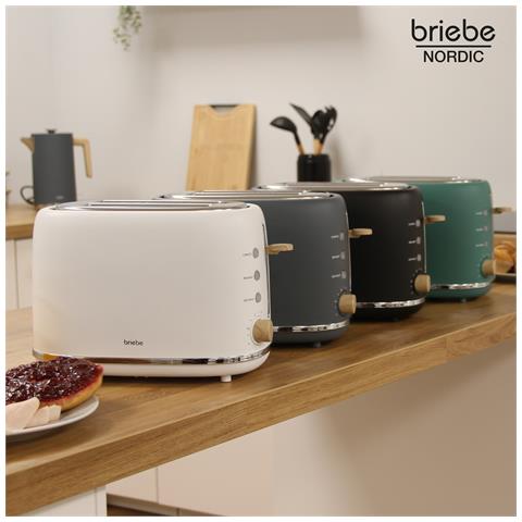 Briebe Ta1166blk Nordic Tostapane A Fessura Larga A 2 Fette, 6 Livelli Di Tostatura, Pinze 870w Nero - Foto 8