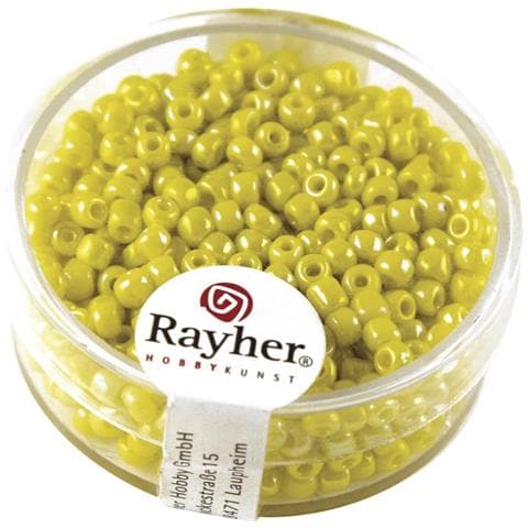 17 Grammi - Perline In Vetro Rotonde Opache Lustrate Foro Ø2,6mm - Colore Giallo Senape - Foto 1