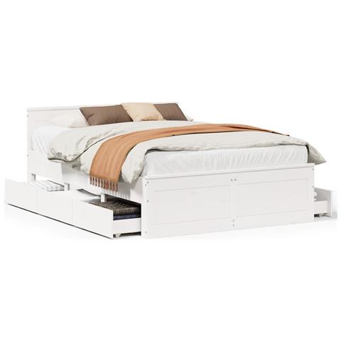 Giroletto Senza Materasso Con Testata Bianco 150x200 Cm Pino - Foto 2