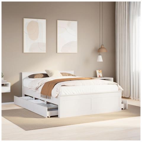 Giroletto Senza Materasso Con Testata Bianco 150x200 Cm Pino - Foto 1