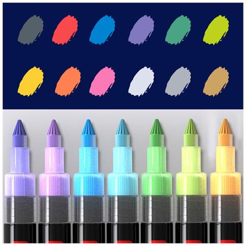 Upai Evidenziatori Con Vernice Acrilica A Base D'acqua. 12 Colori Con Punta Di 0,7-1mm. - Foto 2