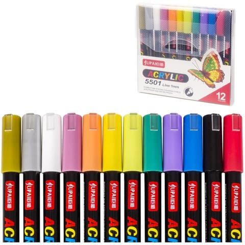Upai Evidenziatori Con Vernice Acrilica A Base D'acqua. 12 Colori Con Punta Di 0,7-1mm. - Foto 1