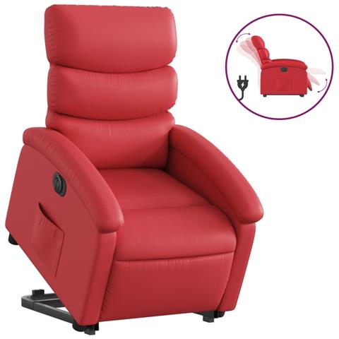 Lusso Casadino -  Poltrona Alzapersona Reclinabile Elettrica Rossa In Similpelle - Foto 1