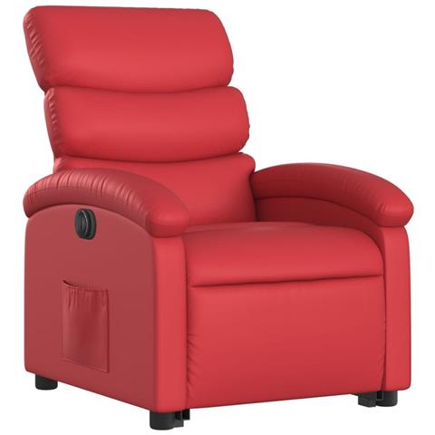 Lusso Casadino -  Poltrona Alzapersona Reclinabile Elettrica Rossa In Similpelle - Foto 2
