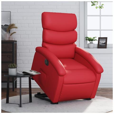 Lusso Casadino -  Poltrona Alzapersona Reclinabile Elettrica Rossa In Similpelle - Foto 8