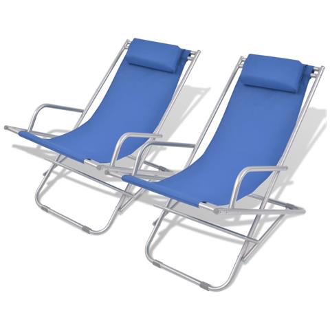 Sedie A Sdraio Reclinabili 2 Pz In Acciaio Blu - Foto 2