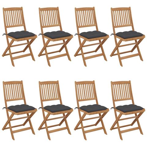 Sedie Da Giardino Pieghevoli 8 Pz Con Cuscini Massello Acacia - Foto 2