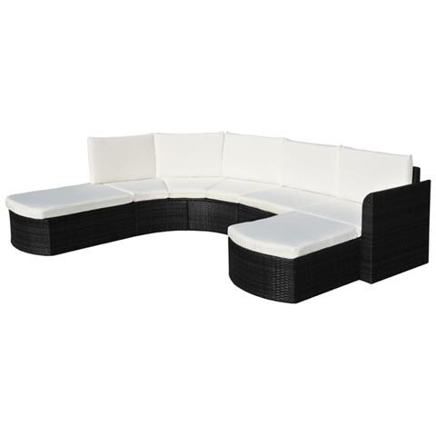 Set Divani Da Giardino 4 Pz Con Cuscini In Polyrattan Nero - Foto 2