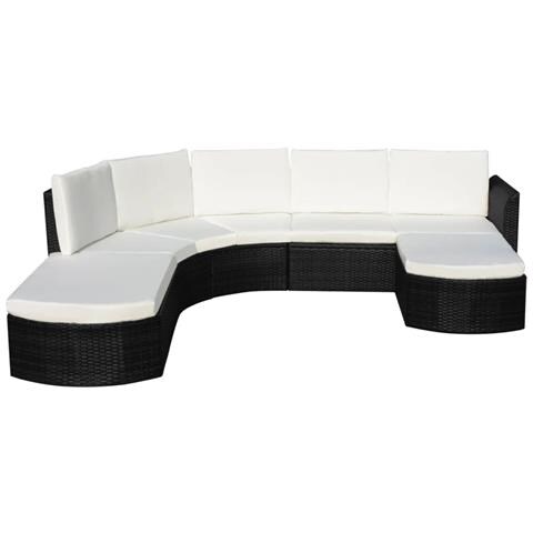 Set Divani Da Giardino 4 Pz Con Cuscini In Polyrattan Nero - Foto 1