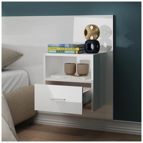 Lusso Casadino -  Comodino A Muro Bianco Lucido - Foto 2