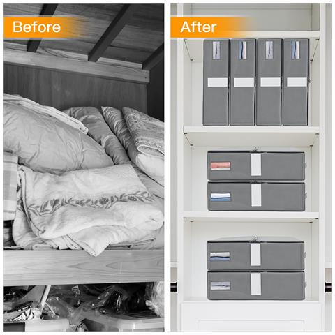 Set 3 Organizer Pieghevoli Da Armadio 33x33x10 Cm Contenitori Salvaspazio - Foto 2