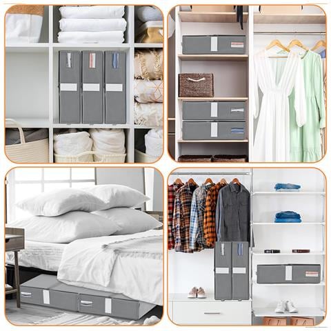 Set 3 Organizer Pieghevoli Da Armadio 33x33x10 Cm Contenitori Salvaspazio - Foto 5