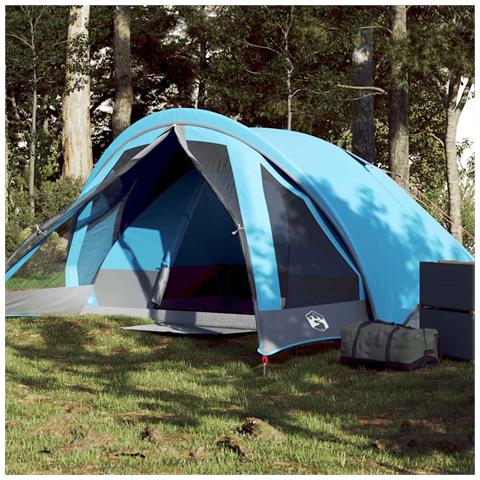 Tenda da Campeggio a Cabina per 4 Persone Blu Impermeabile - Foto 1