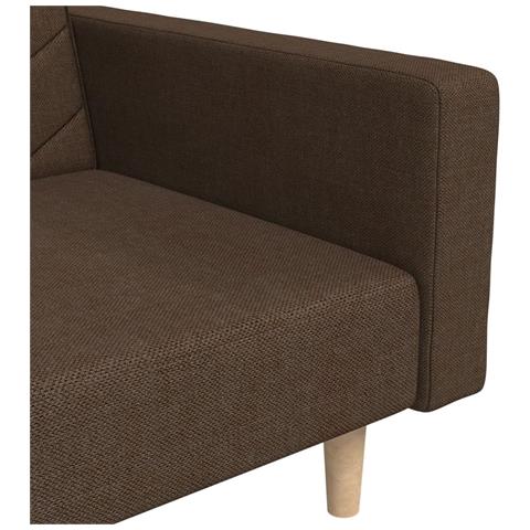 Divano Letto a 2 Posti con 2 Cuscini Marrone in Tessuto - Foto 9