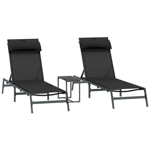 Lettini Prendisole Pieghevoli Nero - Foto 1