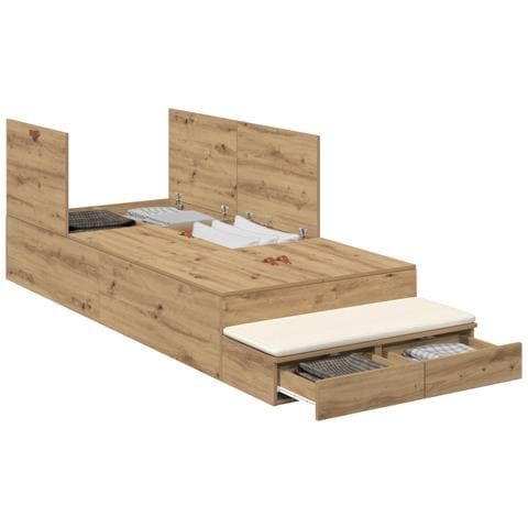 Struttura letto con contenitore in quercia artisan 90x200 cm - Foto 1