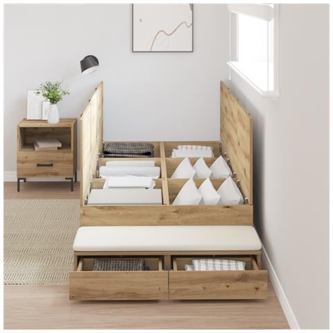 Struttura letto con contenitore in quercia artisan 90x200 cm - Foto 2