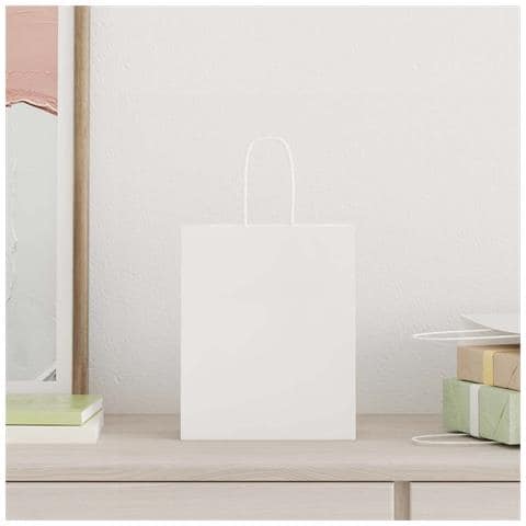 Sacchetti di Carta 250 pz con Manici Bianchi 18x8x22 cm - Foto 2