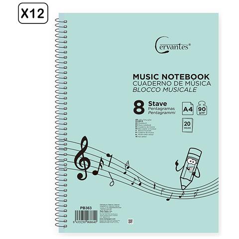 Pack 12 Unita' Quaderno Di Musica 4 Pentagrammi A5 Cervantes - Foto 1