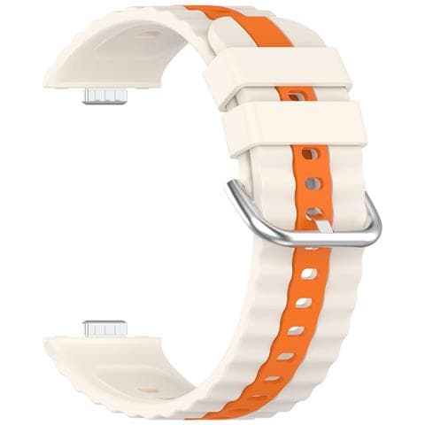 Cinturino Bicolore A Righe Verticali Compatibile Con Huawei Watch Fit 4, Fit 4 Pro, Fit 3 White+orange - Foto 1