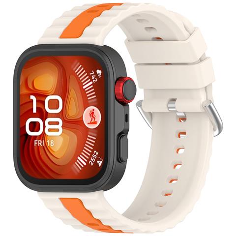 Cinturino Bicolore A Righe Verticali Compatibile Con Huawei Watch Fit 4, Fit 4 Pro, Fit 3 White+orange - Foto 2