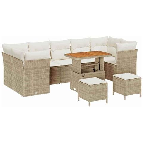 Set Divano da Giardino 10 pcs beige e panna 90 x 55 x 71 cm - Foto 1